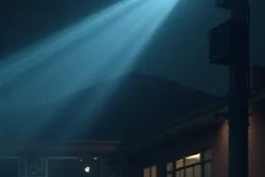 剧情片《桥上风大》的跨江大桥夜景，桥灯在水面拉出长条倒影