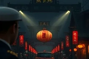 悬疑剧《玻璃栈道》中悬在峡谷上方的透明玻璃步道俯拍画面